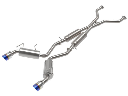 aFe Takeda 09-20 Nissan 370z 2-1/2 IN 304 Stainless Steel Cat-Back Exhaust System w/ Blue Flame Tip - Mammoth Racing -