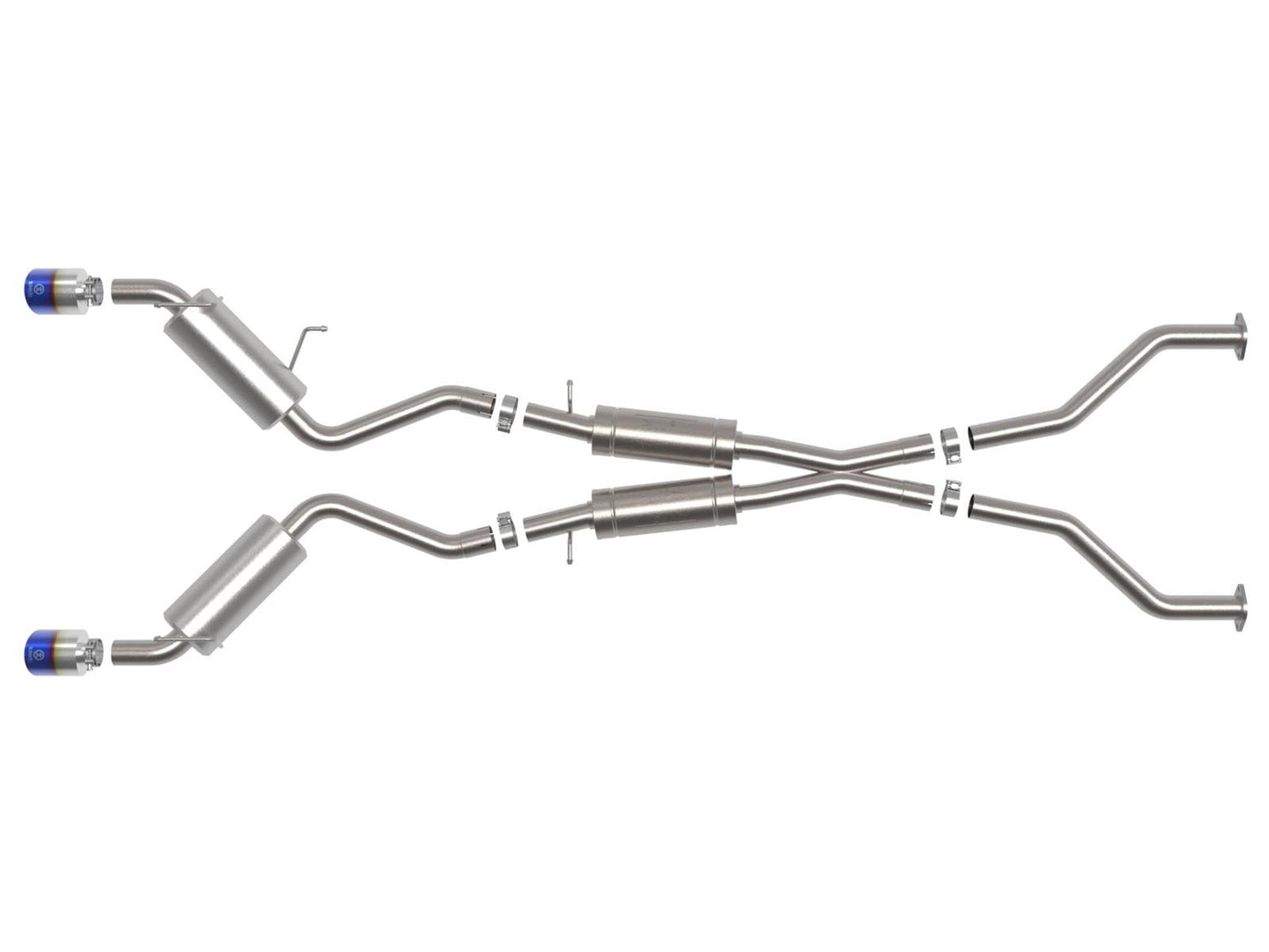 aFe Takeda 09-20 Nissan 370z 2-1/2 IN 304 Stainless Steel Cat-Back Exhaust System w/ Blue Flame Tip - Mammoth Racing -