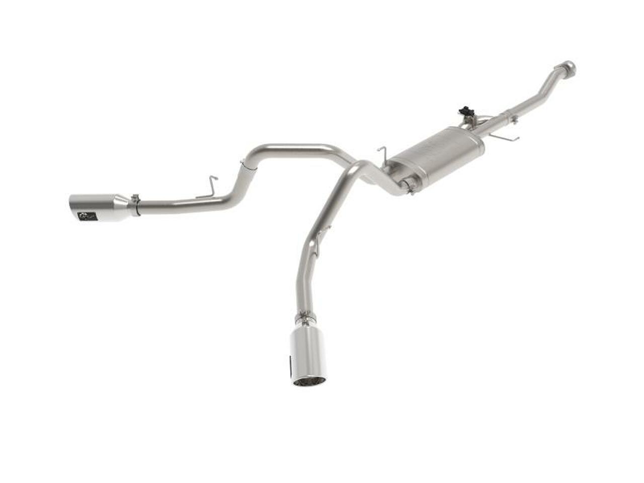 aFe Gemini XV 3in 304 SS Cat-Back Exhaust 2021 Ford F-150 V6 2.7L/3.5L (tt)/V8 5.0L w/ CO Black Tips - Mammoth Racing -
