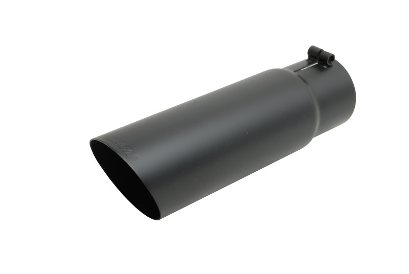 Gibson Round Single Wall Angle-Cut Tip - 5in OD/4in Inlet/12in Length - Black Ceramic - Mammoth Racing -