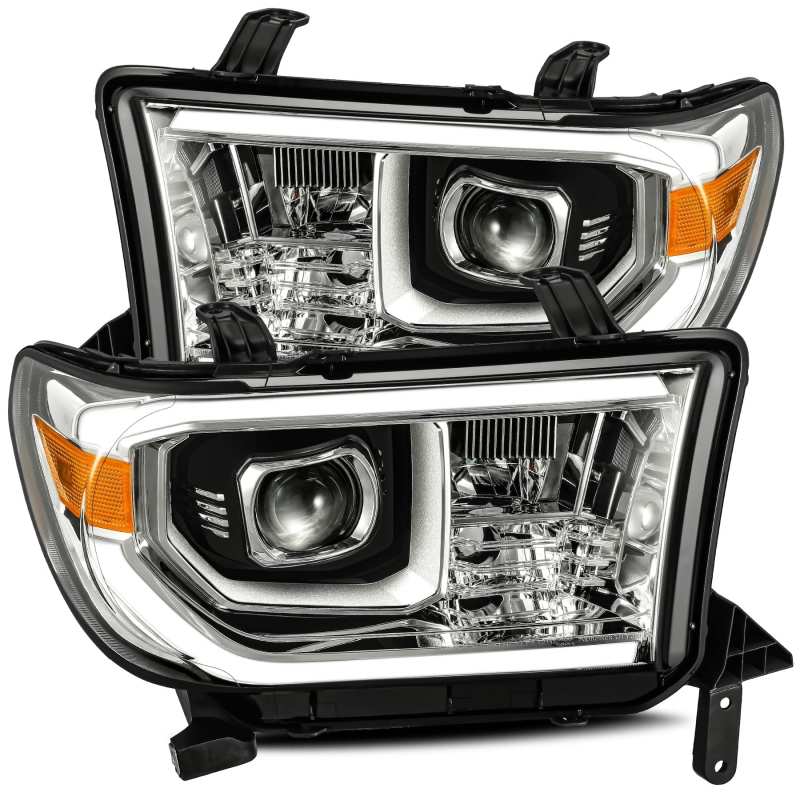 AlphaRex 07-13 Toyota Tundra PRO-Series Projector Headlights Plank Style Chrome w/Activation Light - Mammoth Racing -
