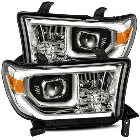 AlphaRex 07-13 Toyota Tundra PRO-Series Projector Headlights Plank Style Chrome w/Activation Light - Mammoth Racing -