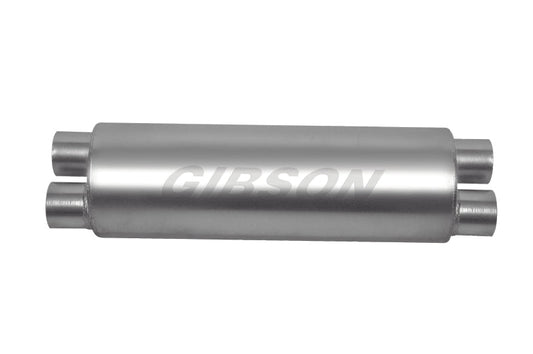 Gibson SFT Superflow Dual/Dual Round Muffler - 8x24in/3in Inlet/2.5in Outlet - Stainless - Mammoth Racing -