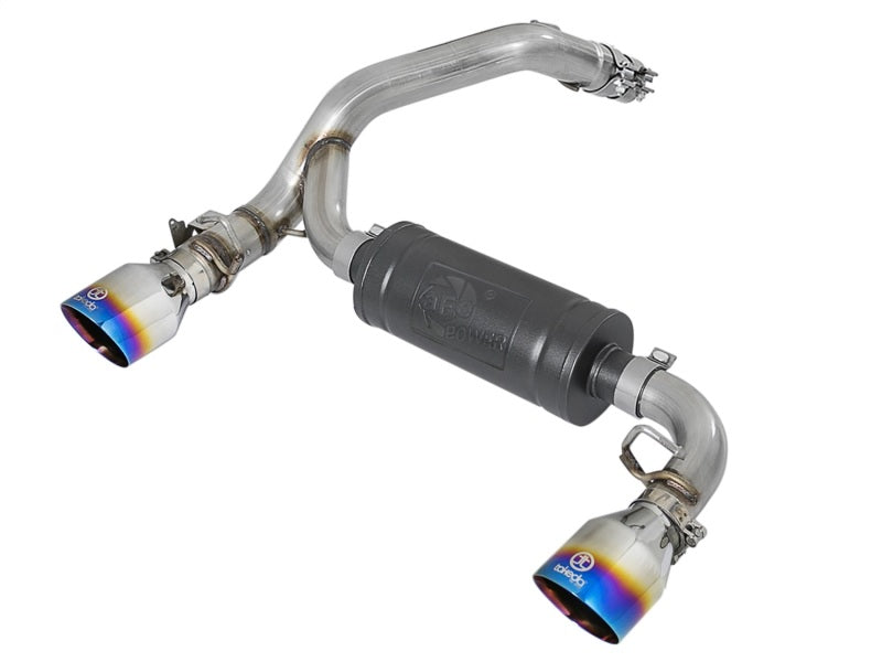 aFe Takeda 3in 304 SS Axle-Back Exhaust System w/ Blue Flame Tip 16-18 Ford Focus RS 2.3L (t) - Mammoth Racing -