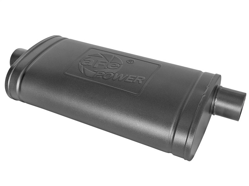 aFe MACH Force-Xp 409 SS Muffler w/ Black Finish 3in Center/Offset 22in L x 11in x 5in - Oval Body - Mammoth Racing -
