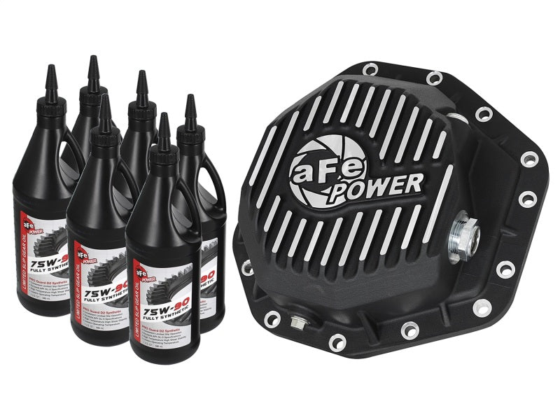 aFe Power Pro Series Rear Differential Cover Black w/Machined Fins 17-19 Ford Diesel Trucks V8-6.7L - Mammoth Racing -
