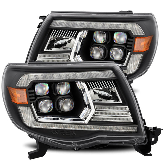 AlphaRex 05-11 Toyota Tacoma NOVA LED Projector Headlights Plank Style Alpha Black w/Activ Light/DRL - Mammoth Racing -