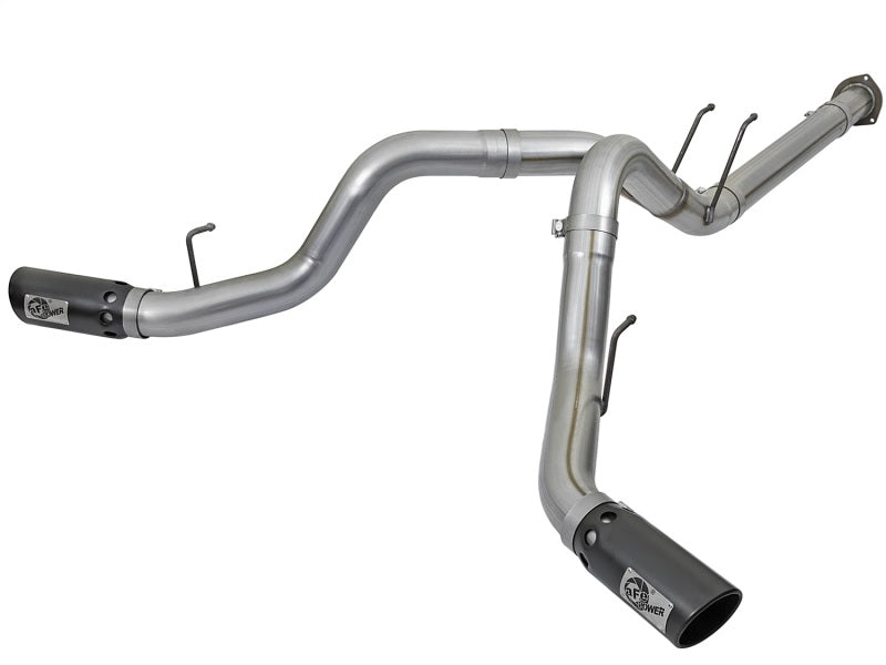 aFe Large Bore-HD 4in 409 Stainless Steel DPF-Back Exhaust w/Black Tip 2017 Ford Diesel V8 6.7L (td) - Mammoth Racing -