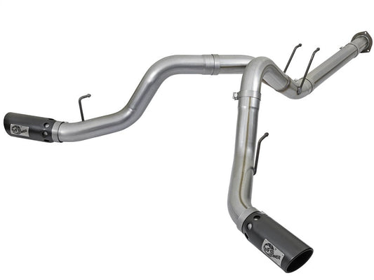 aFe Large Bore-HD 4in 409 Stainless Steel DPF-Back Exhaust w/Black Tip 2017 Ford Diesel V8 6.7L (td) - Mammoth Racing -
