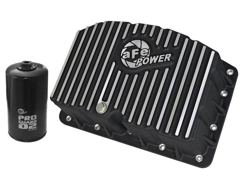 AFE Pro Series Engine Oil Pan Black w/Machined Fins; 11-16 Ford Powerstroke V8-6.7L (td) - My Store