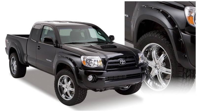 Bushwacker 05-11 Toyota Tacoma Fleetside Pocket Style Flares 4pc 73.5in Bed - Black - Mammoth Racing -