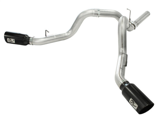 aFe MachForce XP Exhaust 4inch DP-Back All SS 2011-14 GM Diesel Trucks V8-6.6L LML Black Tips - Mammoth Racing -