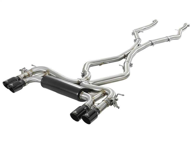 aFe MACH Force-Xp 3.5in. 304 SS C/B Exhaust System 15-18 BMW X5 M (F85) V8-4.4L (tt) - Black Tip - Mammoth Racing -