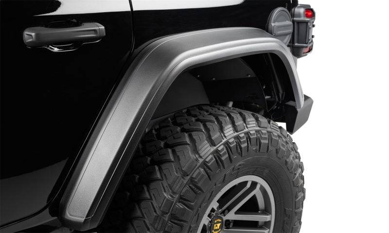 Bushwacker 18-21 Jeep Wrangler JL (2-Door & 4-Door) Flat Style Flares 4pc - Black - Mammoth Racing -