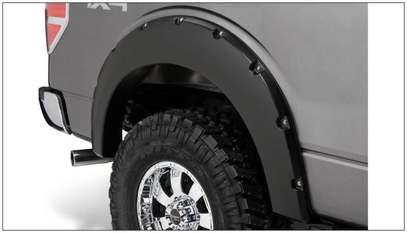 Bushwacker 09-14 Ford F-150 Styleside Pocket Style Flares 2pc 67.0/78.8/97.4in Bed - Black - Mammoth Racing -