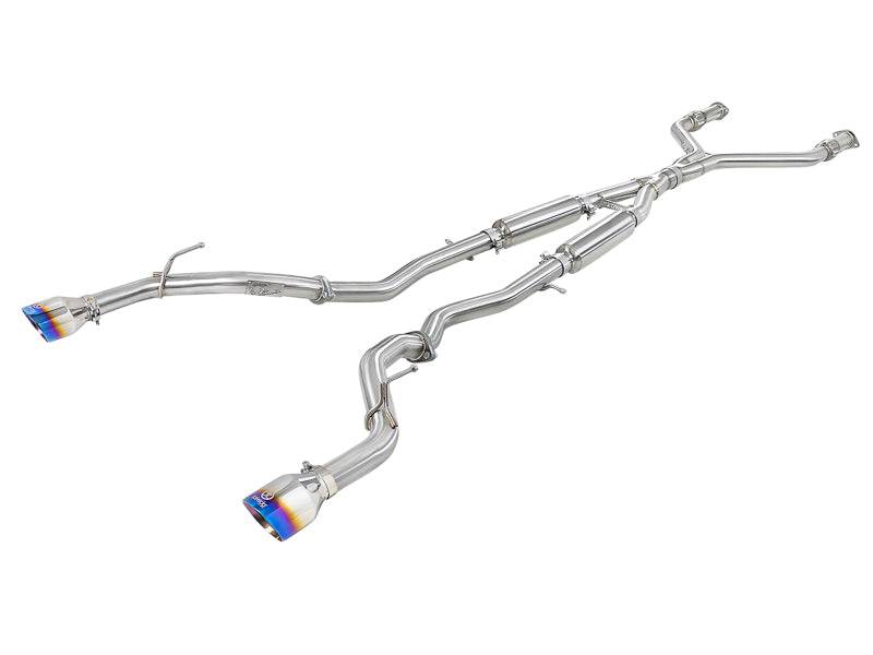 aFe Takeda 2.5in 304 SS Cat-Back Exhaust System w/ Blue Flame Tips 16-18 Infiniti Q50 V6-3.0L (tt) - My Store