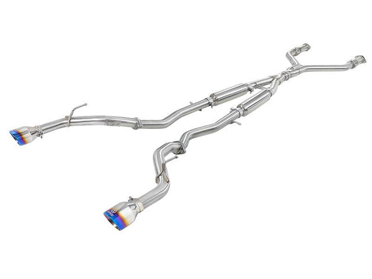 aFe Takeda 2.5in 304 SS Cat-Back Exhaust System w/ Blue Flame Tips 16-18 Infiniti Q50 V6-3.0L (tt) - My Store