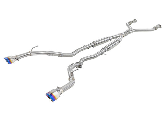 aFe POWER Takeda 2.5in 304 SS CB Exhaust w/ Blue Flame Tips 17-19 Infiniti Q60 V6-3.0L (tt) - Mammoth Racing -