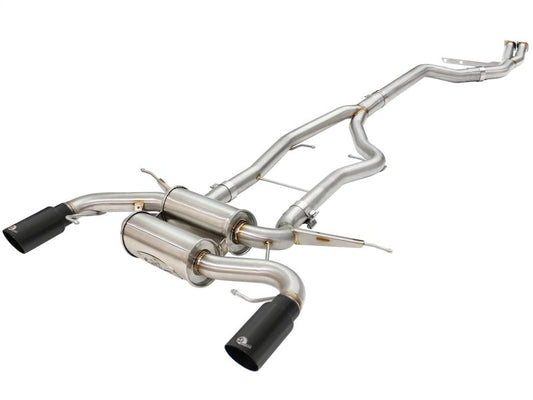 aFe MACHForce XP SS-304 Black Tip 3.0in-2.5in Dia Cat Back Exhaust 11-13 BMW 335i (E90/E92) 3.0L - Mammoth Racing -