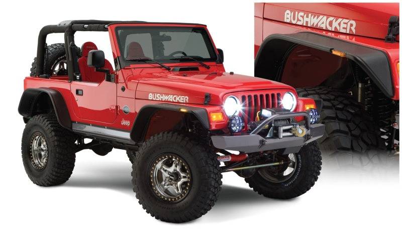 Bushwacker 97-06 Jeep Wrangler Flat Style Flares 4pc - Black - Mammoth Racing -