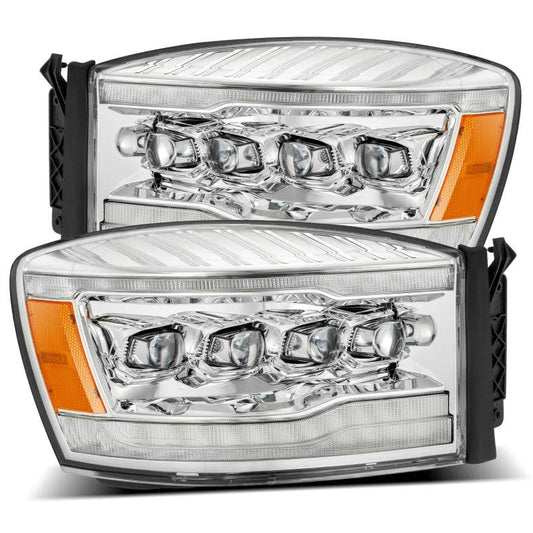AlphaRex 06-08 Dodge Ram 1500HD NOVA LED Proj Headlights Plank Style Blk w/Seq Signal/DRL/Amber LED - My Store