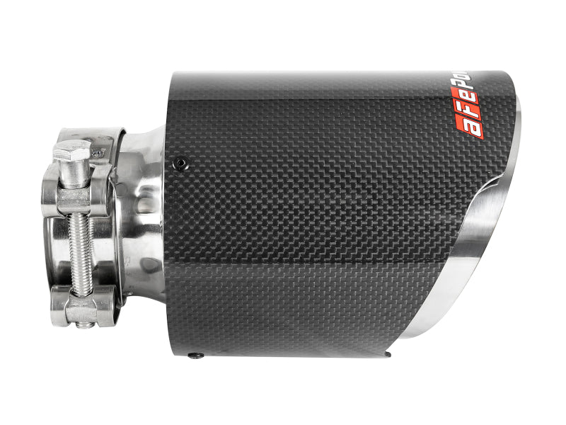 aFe MACH Force-Xp 304 SS Clamp-On Exhaust Tip 2.5in. Inlet / 4.5in. Outlet / 7in. L - Carbon Fiber - Mammoth Racing -