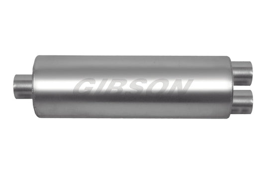 Gibson SFT Superflow Center/Dual Round Muffler - 8x24in/3.5in Inlet/3in Outlet - Stainless - Mammoth Racing -