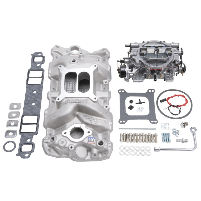 Edelbrock Manifold And Carb Kit Performer RPM Small Block Chevrolet 1957-1986 Natural Finish - My Store