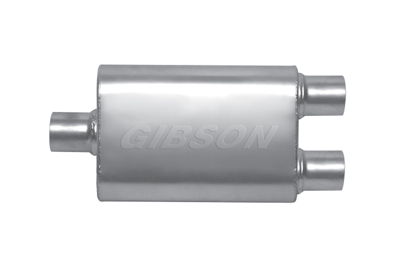 Gibson MWA Superflow Center/Dual Oval Muffler - 4x9x14in/3in Inlet/2.5in Outlet - Stainless - Mammoth Racing -