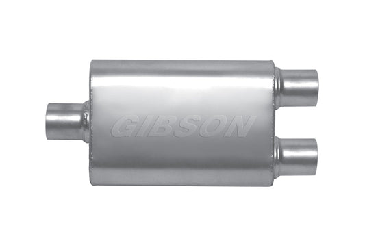 Gibson MWA Superflow Center/Dual Oval Muffler - 4x9x14in/3in Inlet/2.5in Outlet - Stainless - Mammoth Racing -