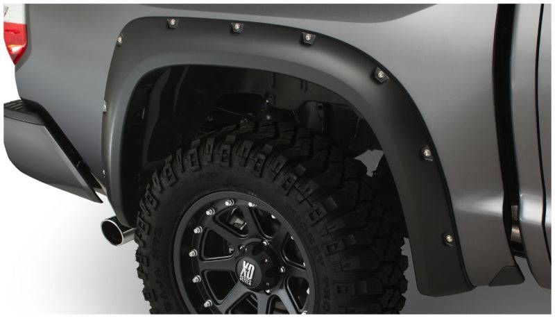 Bushwacker 14-18 Toyota Tundra Fleetside Pocket Style Flares 2pc 66.7/78.7/97.6in Bed - Black - Mammoth Racing -