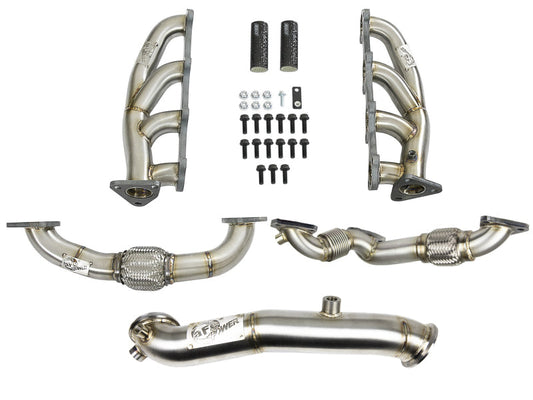 aFe Twisted Steel Headers Up-Pipes & Down-Pipe 11-15 GM Diesel Trucks V8-6.6L (td) LML - Mammoth Racing -