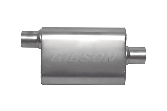 Gibson CFT Superflow Offset/Center Oval Muffler - 4x9x13in/3in Inlet/3in Outlet - Stainless - Mammoth Racing -