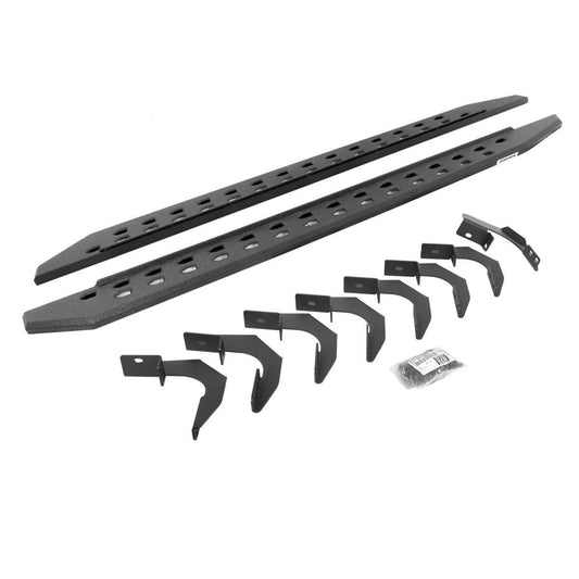 Go Rhino 15-22 GMC Canyon CC 4DR Rb20 Slim Running Boards Kit (Incl. Brackets) - Bedliner Coating - Mammoth Racing -
