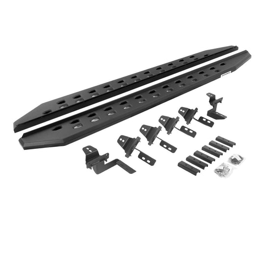 Go Rhino 07-18 Jeep Wrangler JK 4DR Rb20 Slim Running Boards Kit (Incl. Brackets) - Tex. Blk - Mammoth Racing -