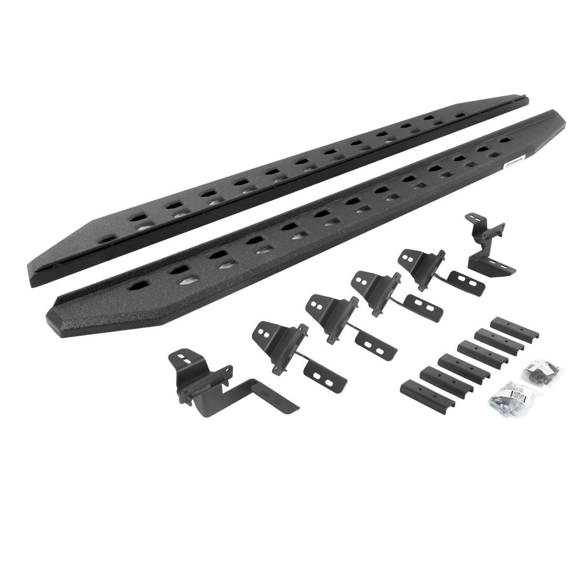 Go Rhino 07-18 Jeep Wrangler JK 4DR Rb20 Slim Running Boards Kit (Incl. Brackets) - Bedliner Coating - Mammoth Racing -